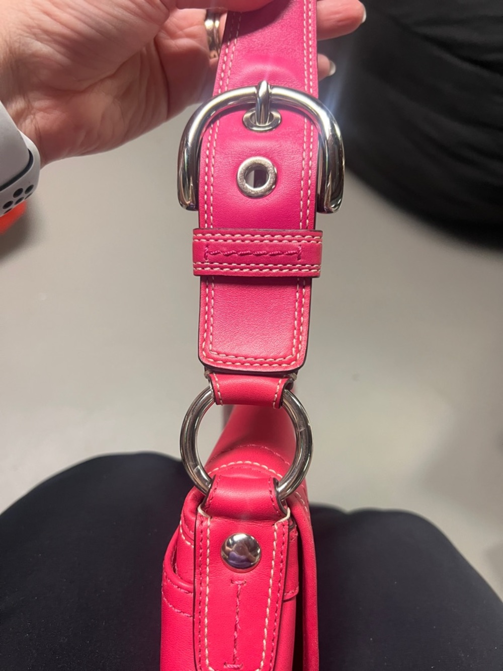 Coach Hot Pink/Magenta Smooth Leather Front Flap Shoulder Bag - Picture 4 of 10